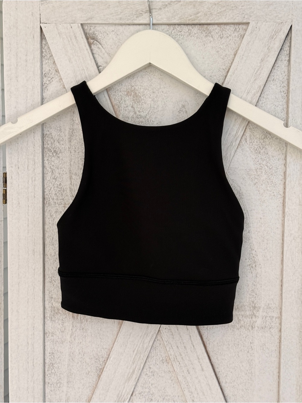 Lululemon Energy Bra High Neck Long Line Rib Texture Size 2 Black 51225
